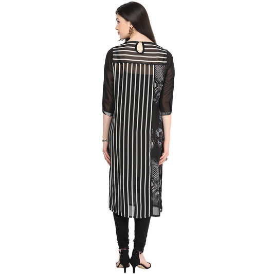 Finding Product Women's Print & Stripe Mix Kurti