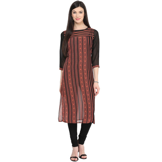 Finding Product Women's Print & Stripe Mix Kurti