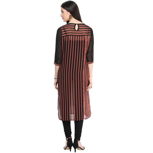 Finding Product Women's Print & Stripe Mix Kurti