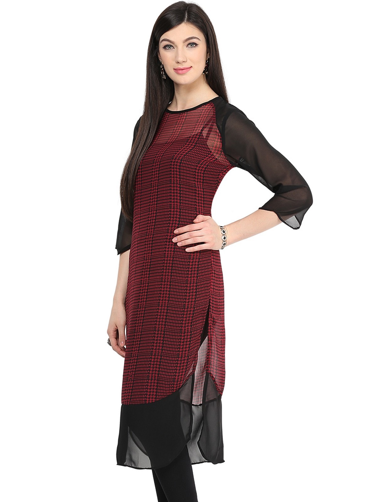 Finding Product Women's Checkered Raglan Kurti