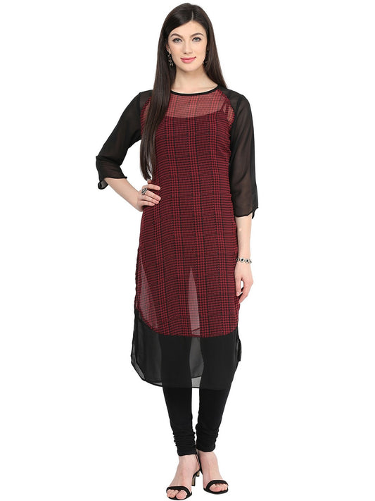 Finding Product Women's Checkered Raglan Kurti