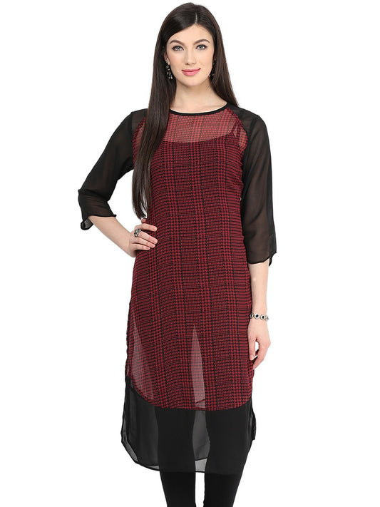 Finding Product Women's Checkered Raglan Kurti