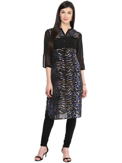 Finding Product Women's Blue Tiger Print Kurti
