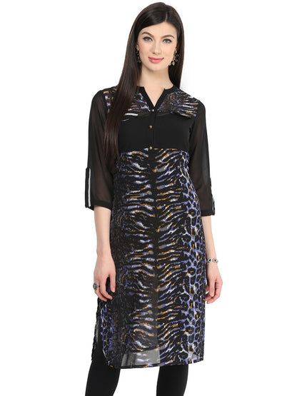 Finding Product Women's Blue Tiger Print Kurti