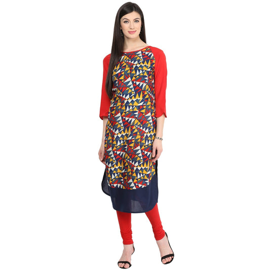 Finding Product Women's Geometric Raglan Print Kurti
