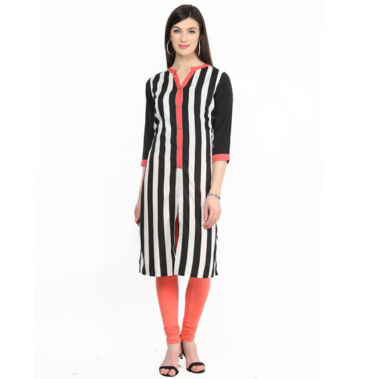 Finding Product Women's Monocromatic Stripe printed kurti