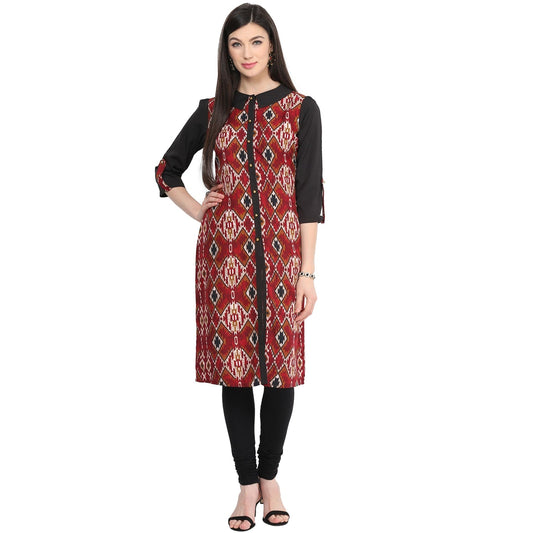 Finding Product Women's Maroon Printed Straight Kurti