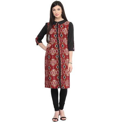Finding Product Women's Maroon Printed Straight Kurti