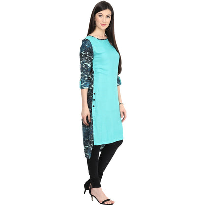 Finding Product Women's Boat Neck Side Buttoned Kurti