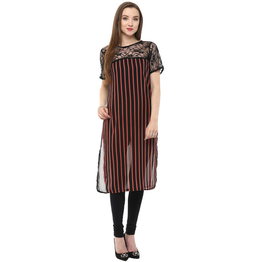 Finding Product Women's Stripped and Lace Kurti