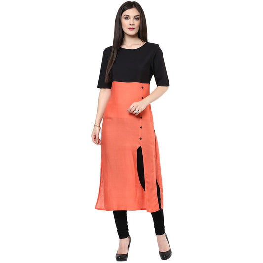 Finding Product Women's Coral Buttoned Kurti