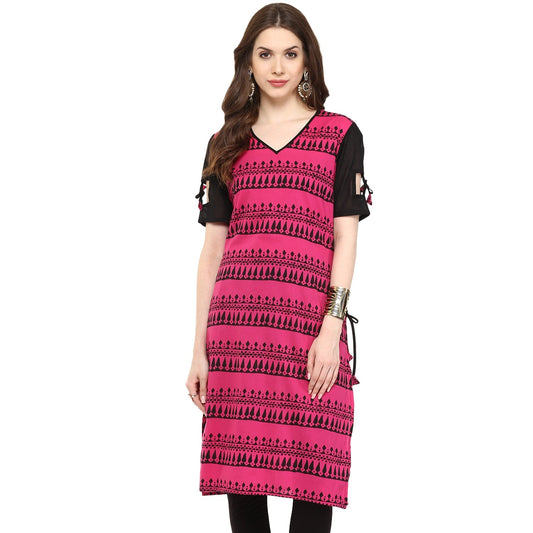 Finding Product Women's Border Window-Cut Printed Kurti