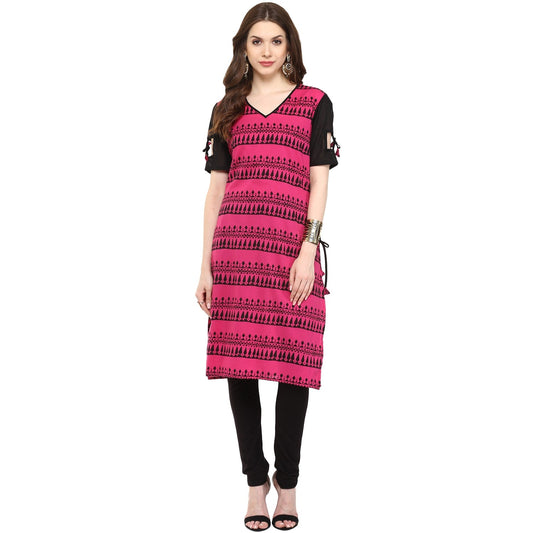 Finding Product Women's Border Window-Cut Printed Kurti