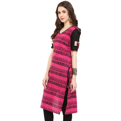 Finding Product Women's Border Window-Cut Printed Kurti