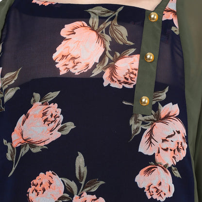 Finding Product Women's Navy Roses Print Kurti