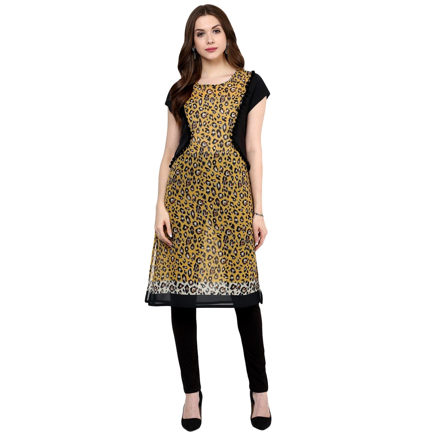 Finding Product Women's Animal Print Pom-Pom Kurti