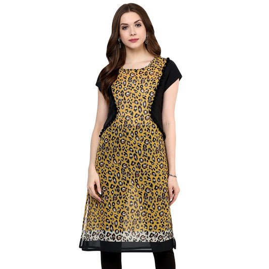 Finding Product Women's Animal Print Pom-Pom Kurti