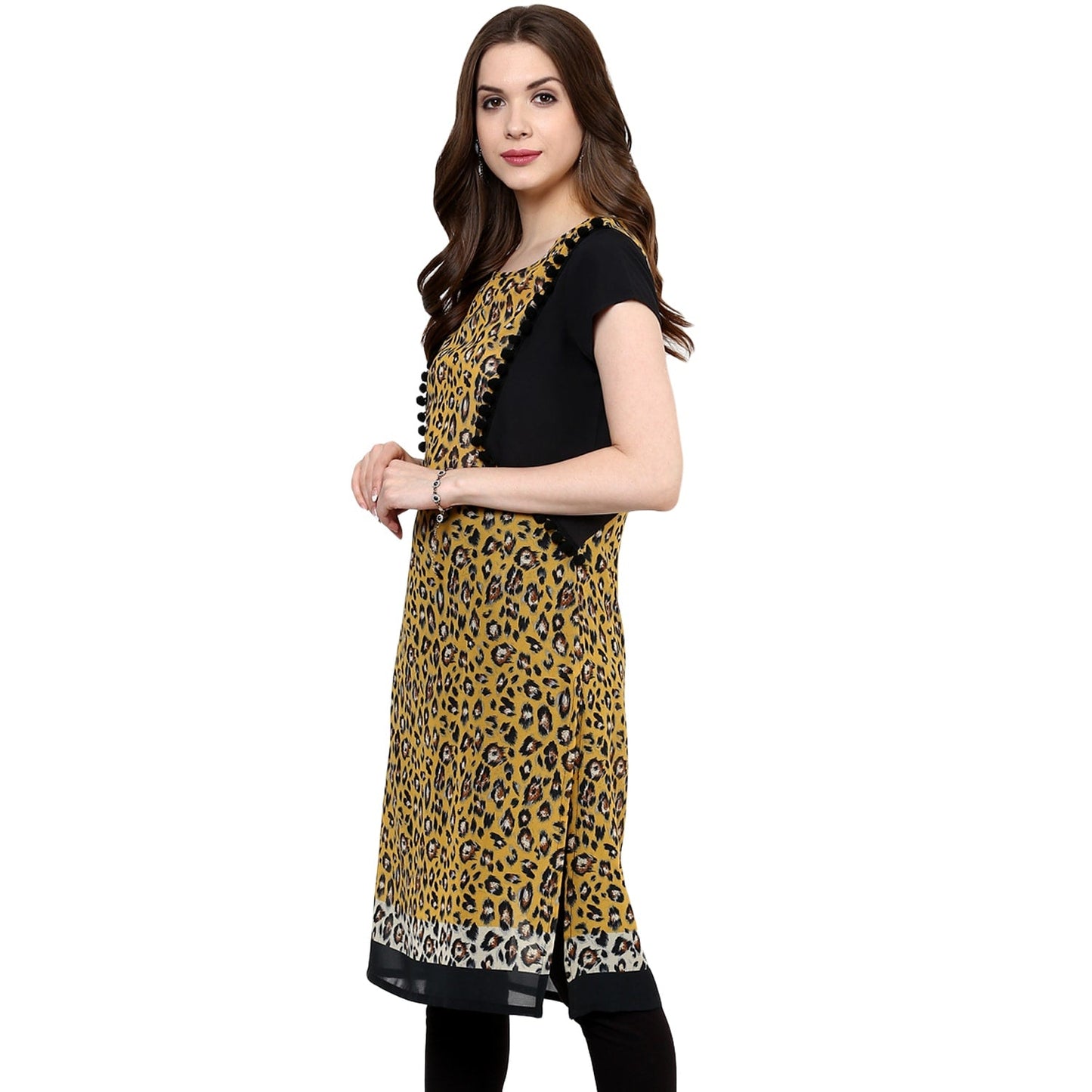 Finding Product Women's Animal Print Pom-Pom Kurti