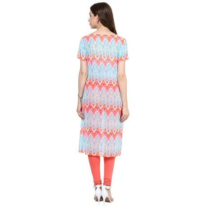 Finding Product Women's Neon Printed Curved Placket Kurti