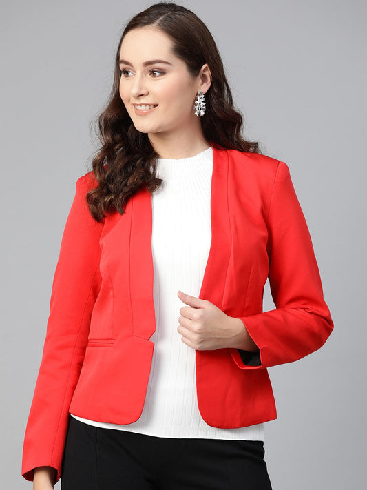 Red Solid Blazer
