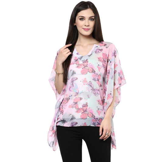 Finding Product Women's Pink Butterfly Kaftan Top