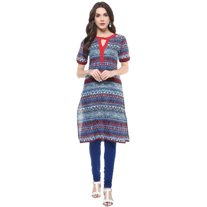Finding Product Women's Navy V-Cut Buttoned Kurti