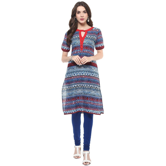 Finding Product Women's Navy V-Cut Buttoned Kurti