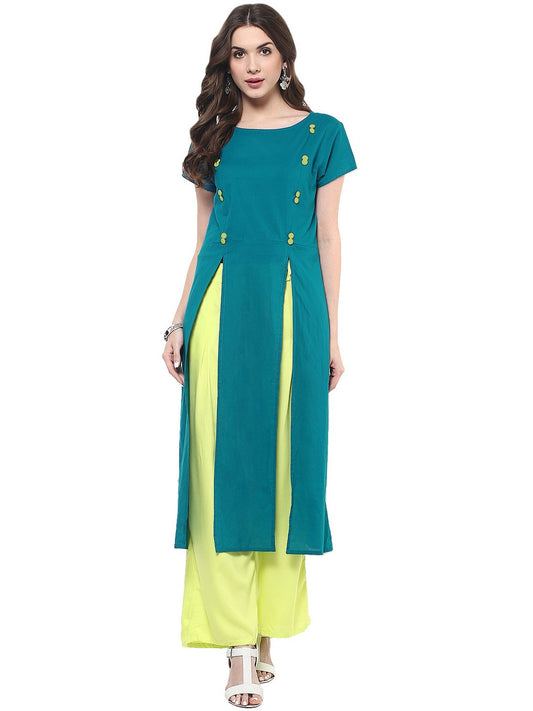 Finding Product Women's Solid Kurti With Panelled Buttons