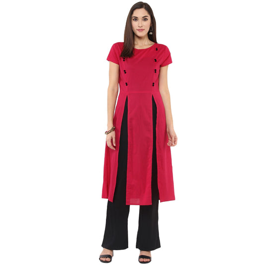 Finding Product Women's Solid Kurti With Panelled Buttons