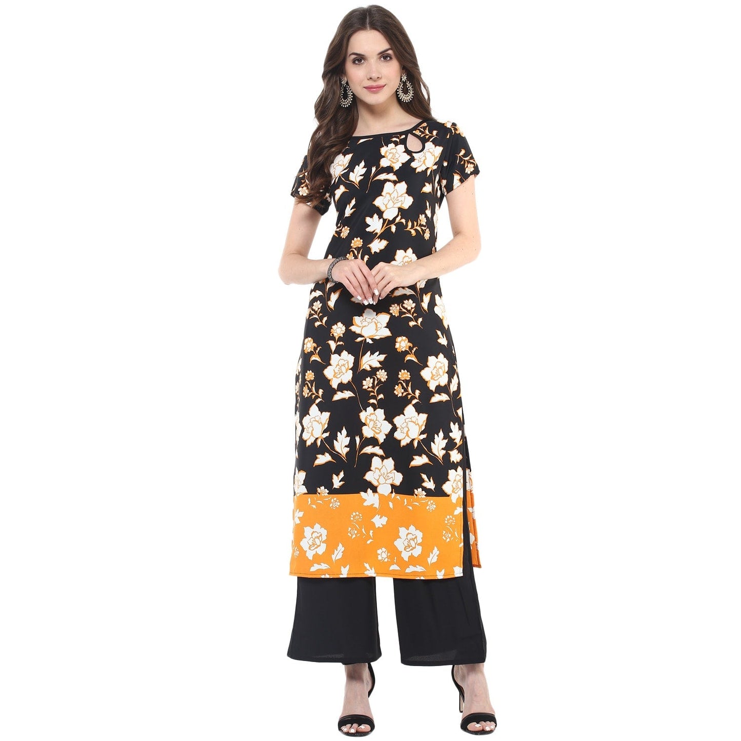 Finding Product Women's Floral Keyhole Long Kurti