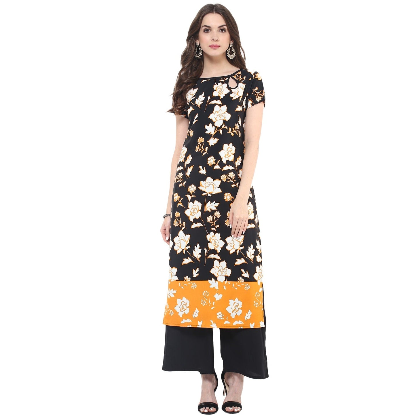 Finding Product Women's Floral Keyhole Long Kurti
