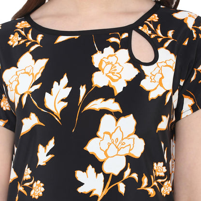 Finding Product Women's Floral Keyhole Long Kurti