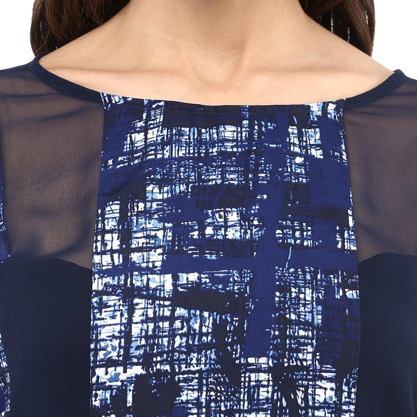 Finding Product Women's Navy Sheer Panelled Kurta