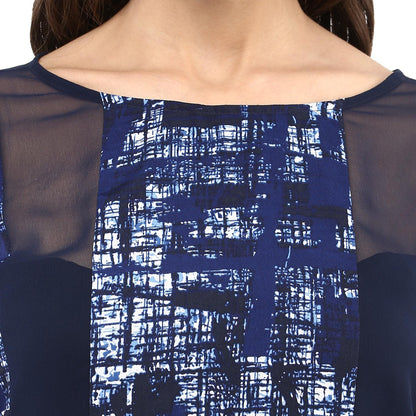 Finding Product Women's Navy Sheer Panelled Kurta