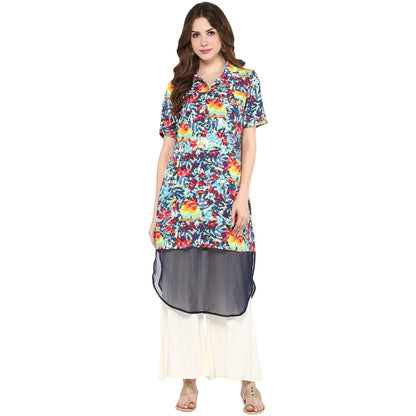 Finding Product Women's Parrot Print Sheer Kurta