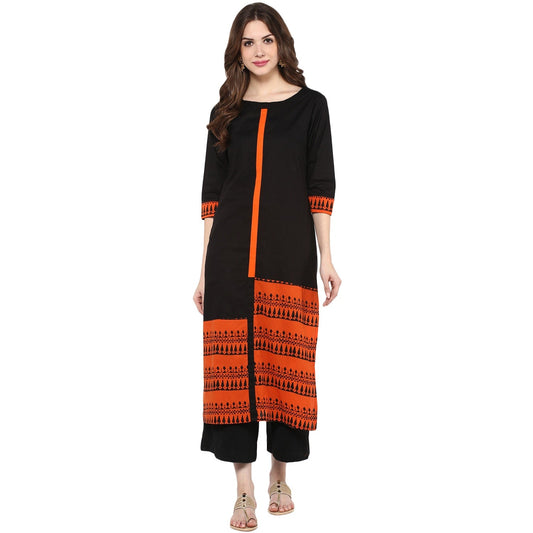 Finding Product Women's Border Print Straight Kurta