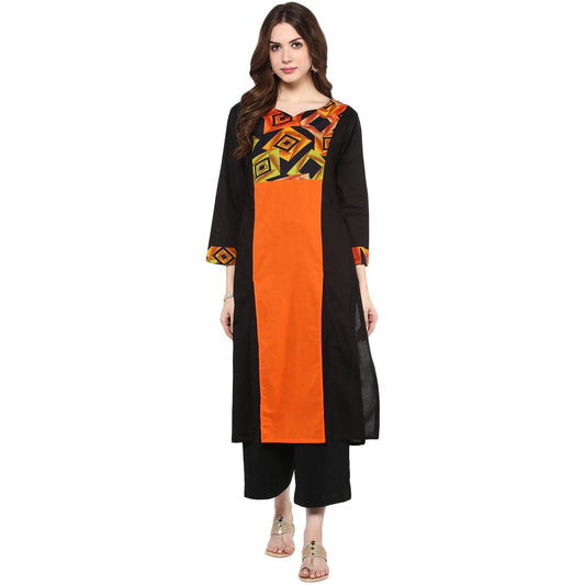 Finding Product Women's Orange Block Print Kurta