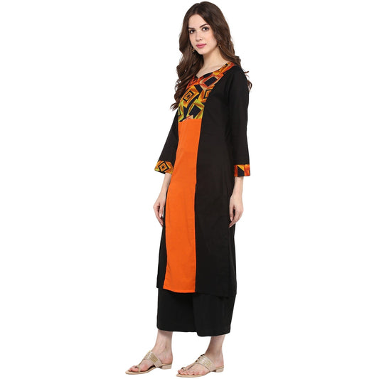 Finding Product Women's Orange Block Print Kurta