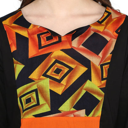 Finding Product Women's Orange Block Print Kurta