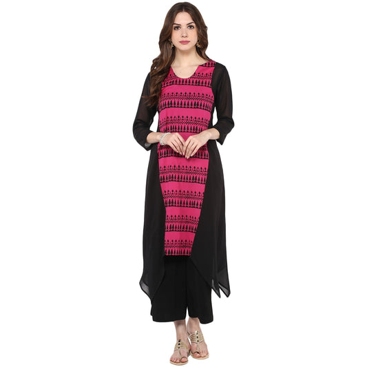 Finding Product Women's Border Print Asymmetric Kurta