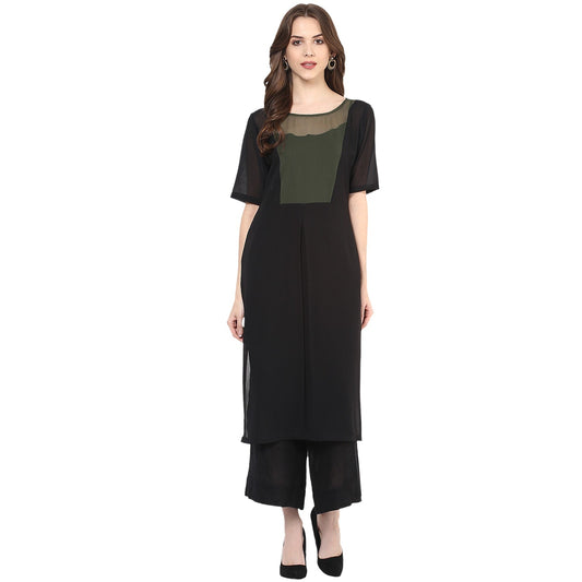 Finding Product Women's Olive Color-Block Kurta