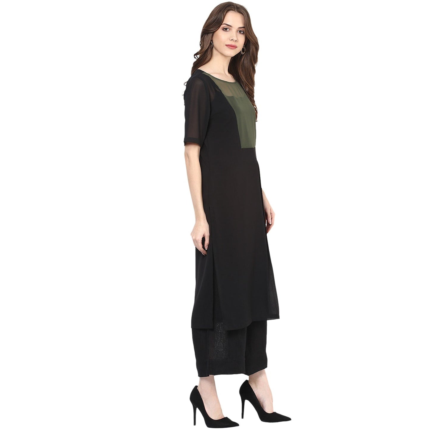 Finding Product Women's Olive Color-Block Kurta