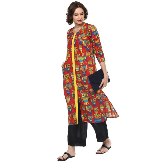 Finding Product Women's Owl Printed Pocket Kurta