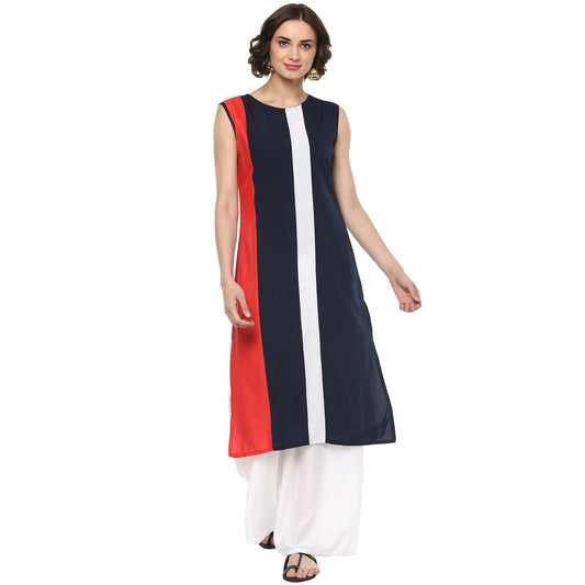 Finding Product Women's Vertical Color-Block Straight Kurta