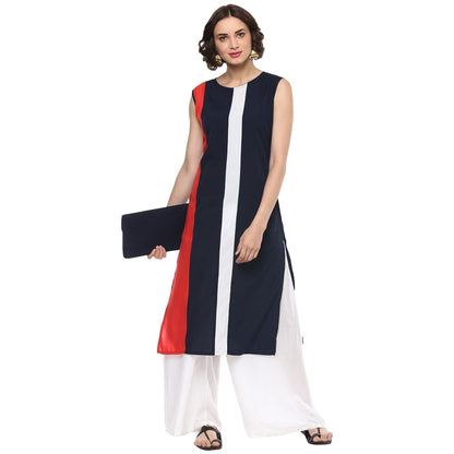 Finding Product Women's Vertical Color-Block Straight Kurta