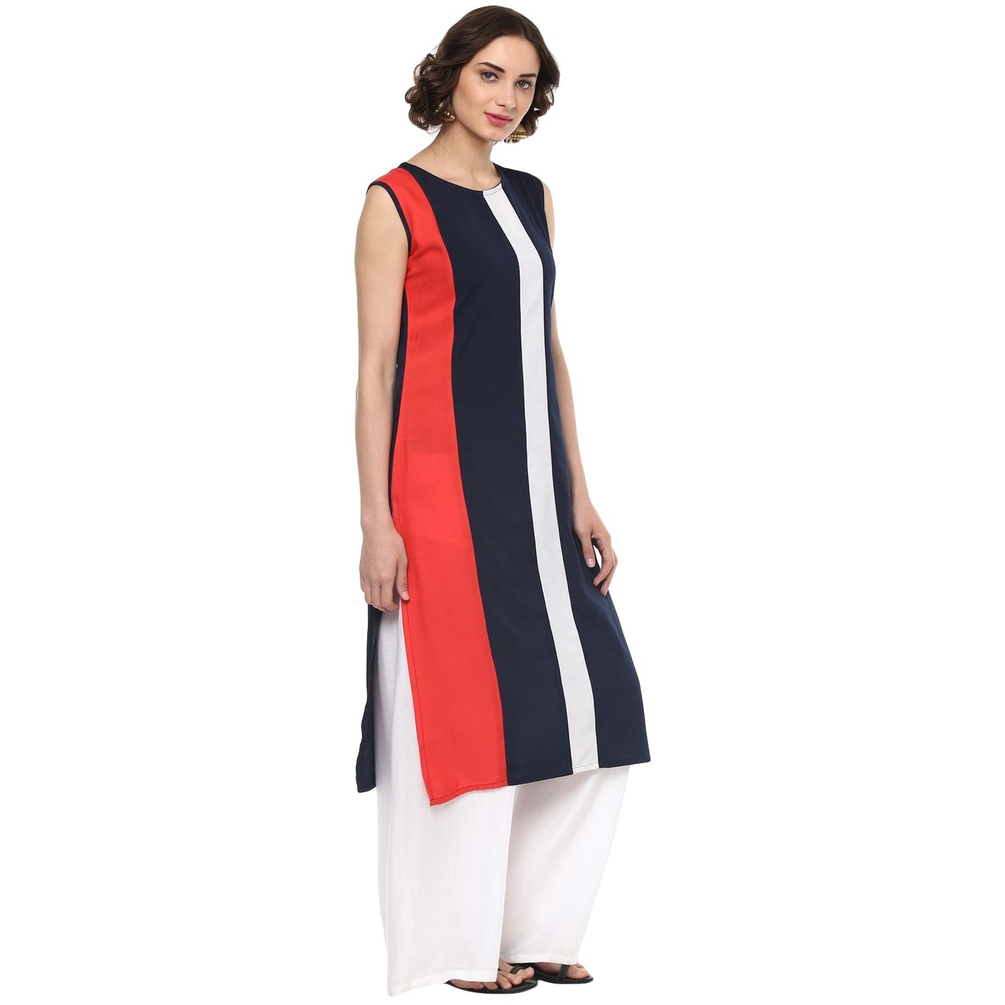 Finding Product Women's Vertical Color-Block Straight Kurta