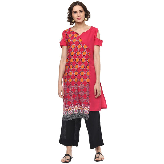 Finding Product Women's Printed Panelled Color-Block Kurta