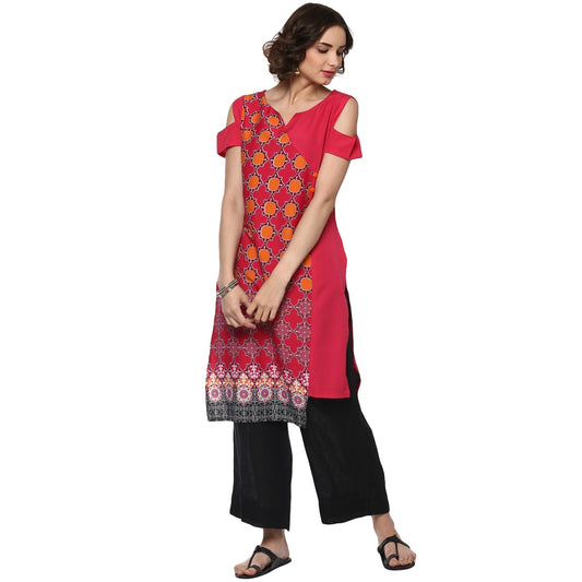 Finding Product Women's Printed Panelled Color-Block Kurta