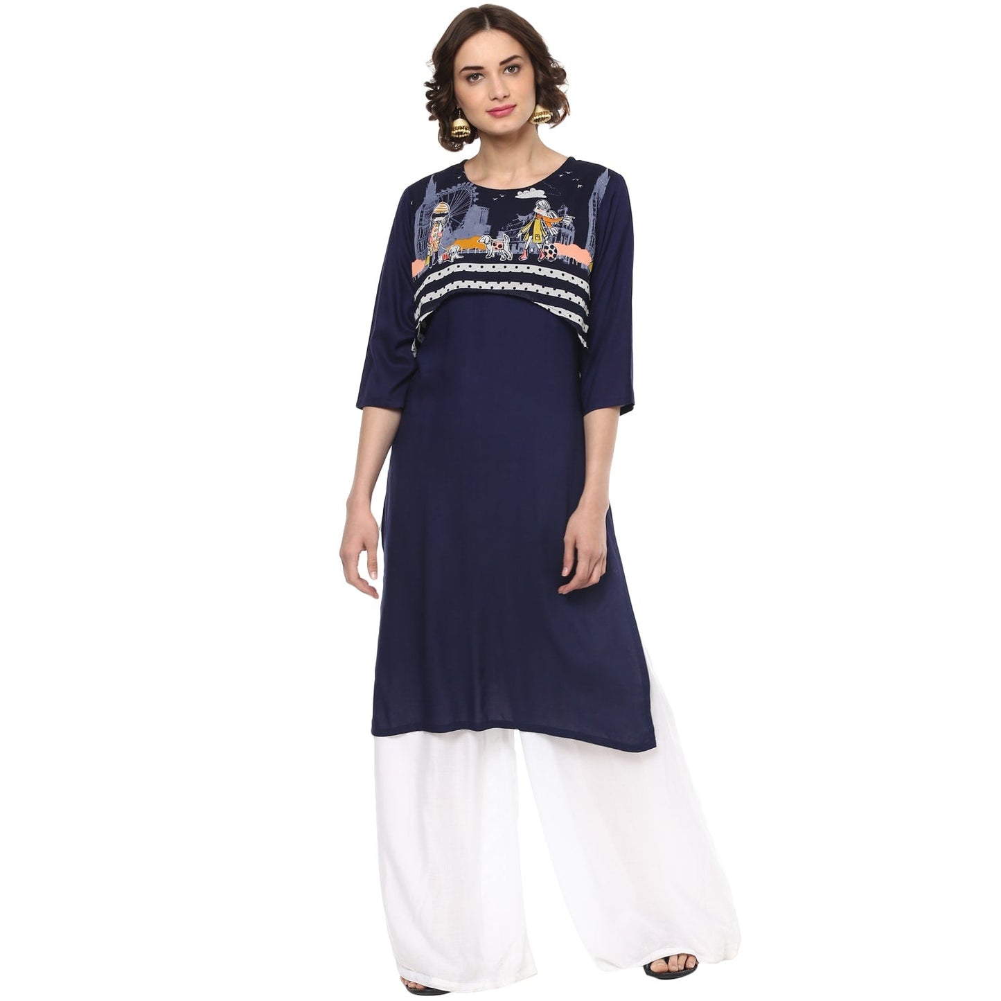 Finding Product Women's Quirky Print Crop Style Kurta