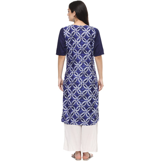 Finding Product Women's Indigo Printed Ruffle Kurta